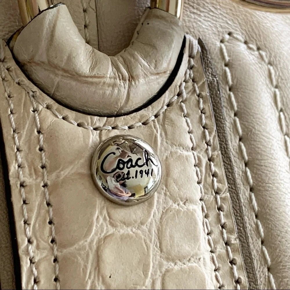 🌸Coach🌸 Leather Bag With Crocodile Accents Zip